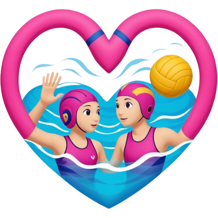 Natación  y voley en un corazón de colores  emoji