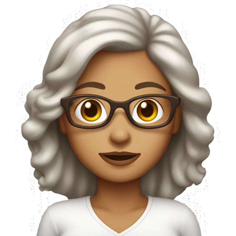 mujer de piel blanca,pelo marrón,ojos chinitos y con lentes, con una mujer de piel blanca,pelo color chocolate,ojos marrones  emoji