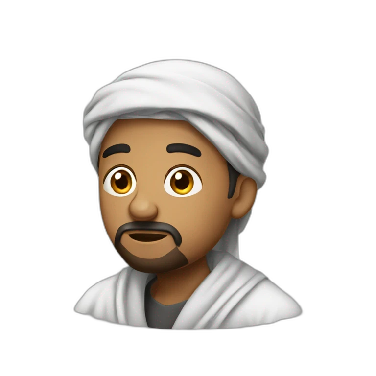 a muslim man with his robe feeling confused emoji