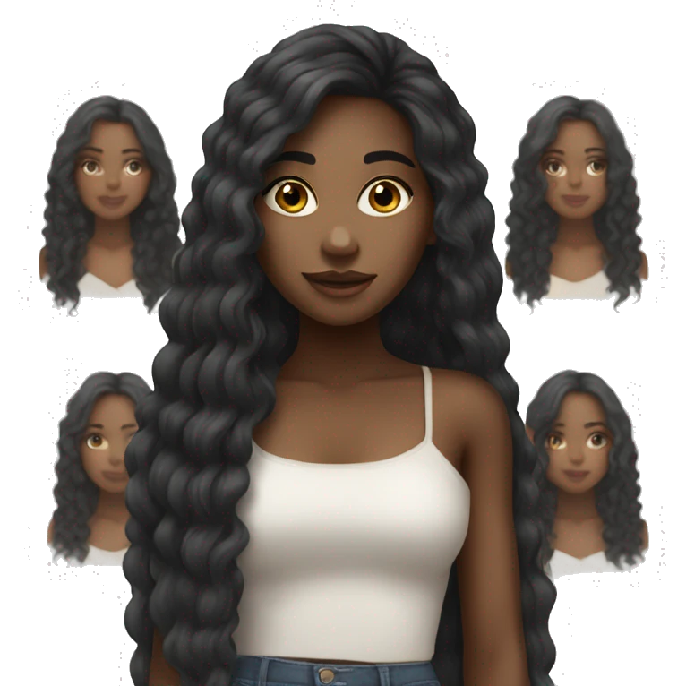 gorgeous black girl with long hair  emoji