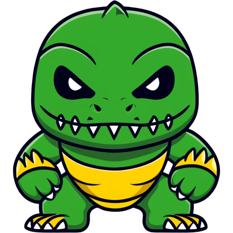 fierce alligator luchador mask with swamp green and gold colors emoji