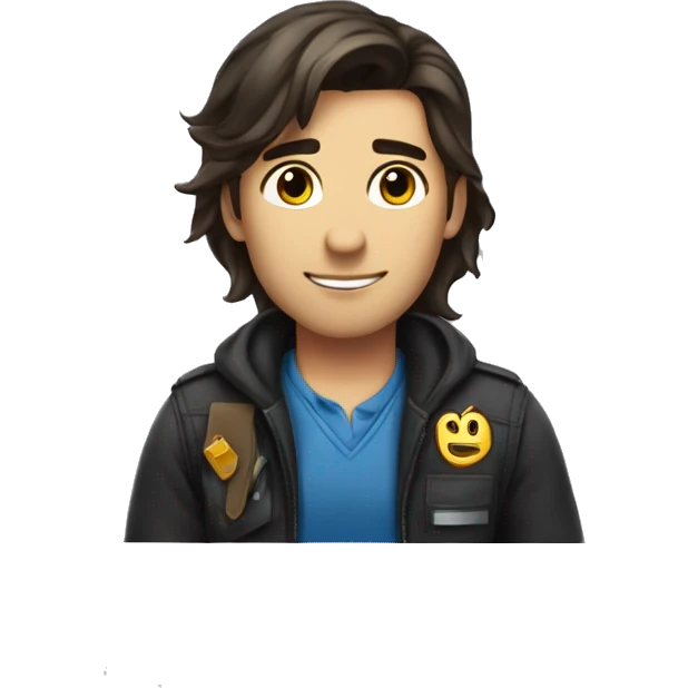 I wanna see emoji An airport employee at the check-in desk is male and he is a brunette emoji