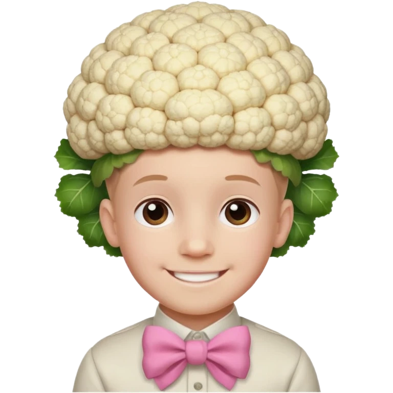 Cauliflower boy with a pink bow  emoji