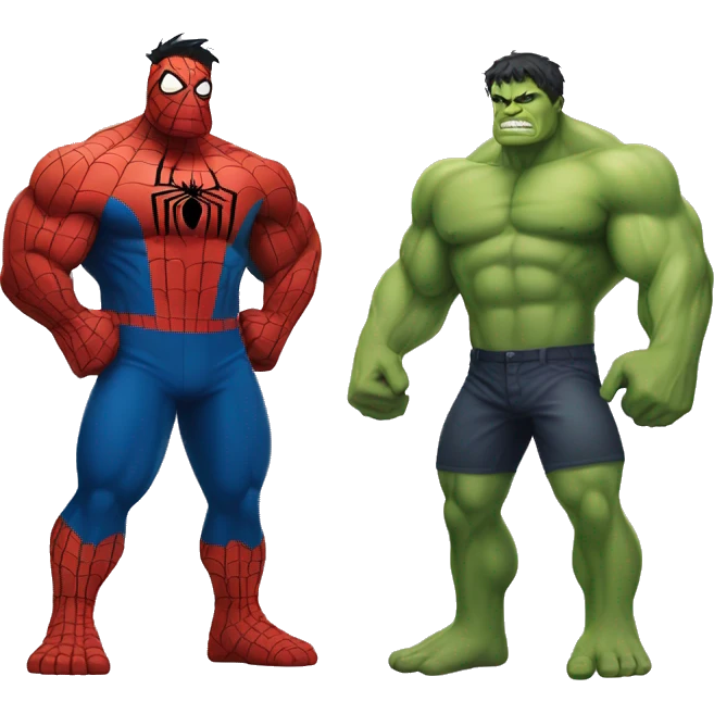 hulk and spider man standing together emoji