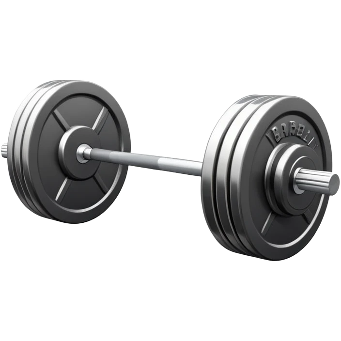 An emblem symbolizing weightlifting with a stylized barbell in the center, set against a simple, clean background. The barbell is prominent and sleek, with no athlete included. The design is bold, modern, and minimalistic emoji