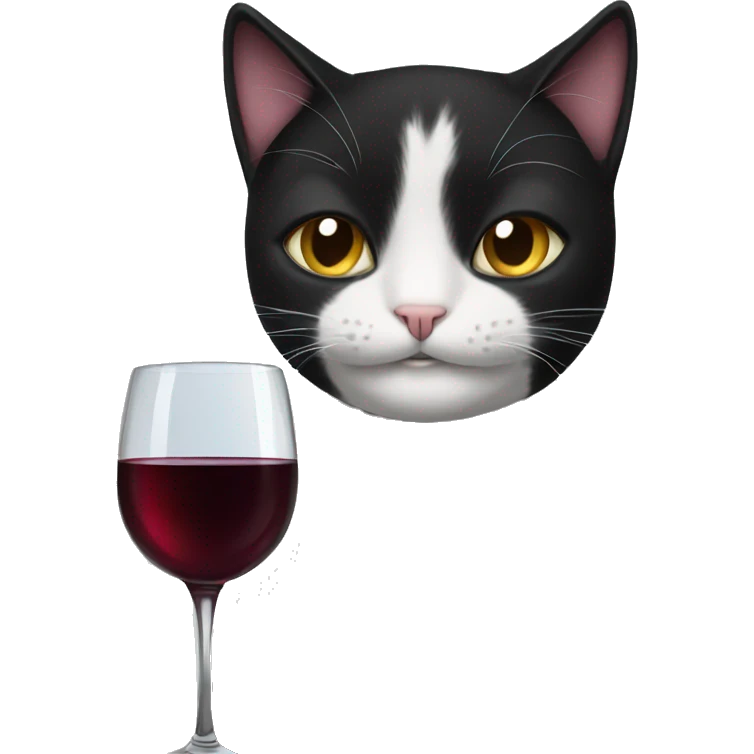 Black and white cat drinking wine  emoji