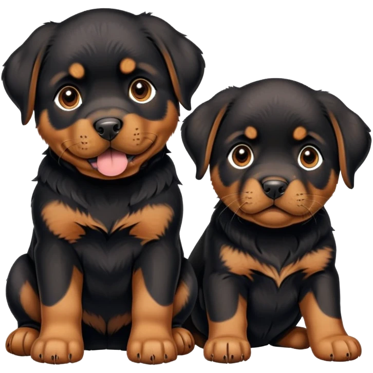 Rottweiler puppy with black Labrador puppy emoji