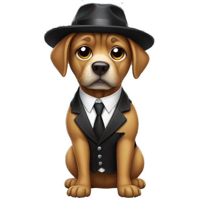 Dog dressed as a gangster emoji