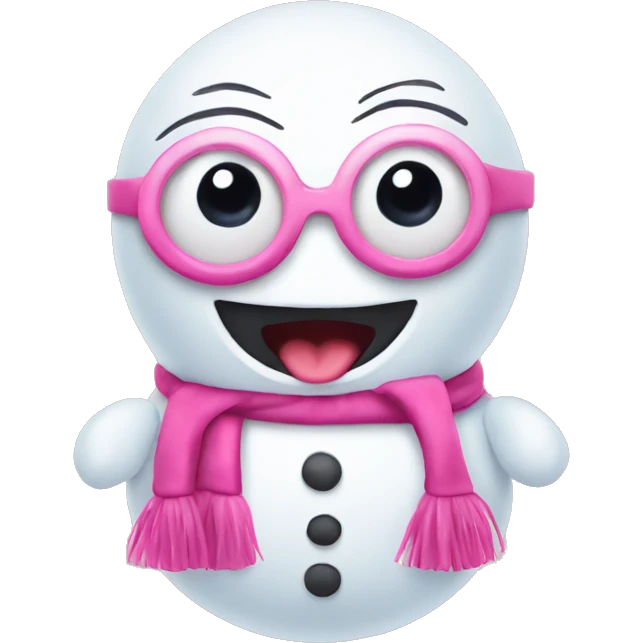 Pink snowman with eye lashes emoji