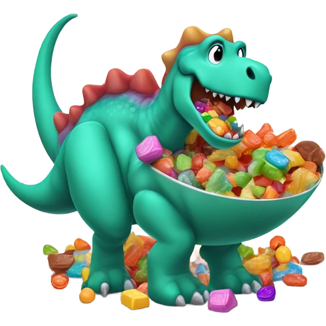 dinasour eating candy from a bowl emoji