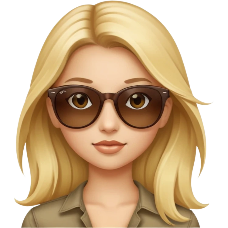 girl long blonde hair with brown ray ban sunglasses emoji