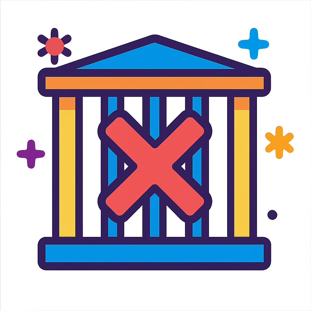 jail with an X sign, energetic and fun, vibrant toon style emoji
