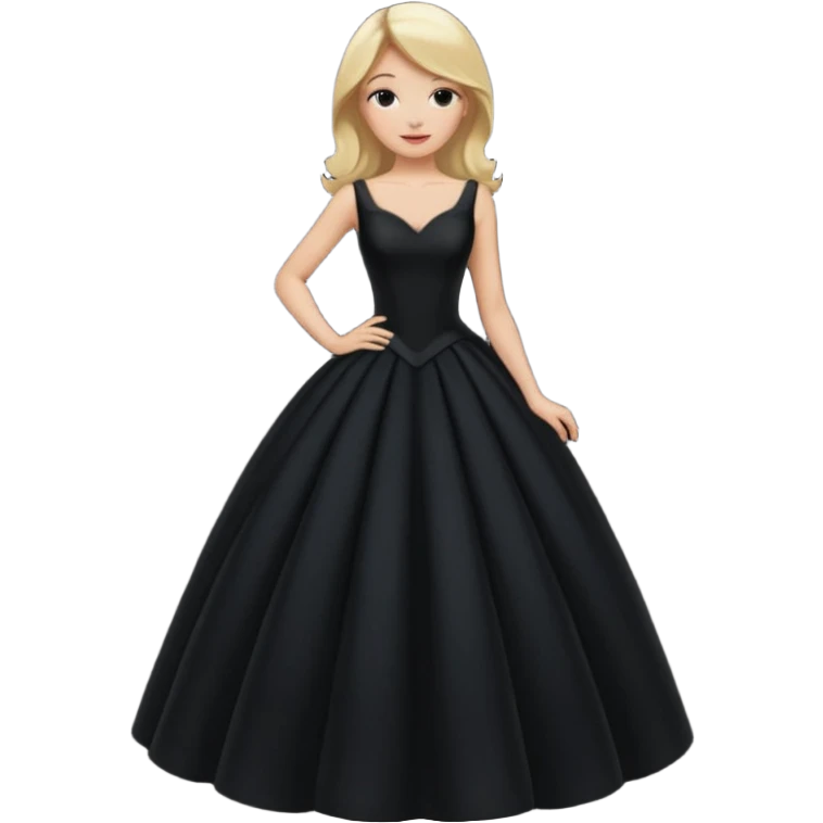 Blonde white woman in long fitted black ball gown dress  emoji