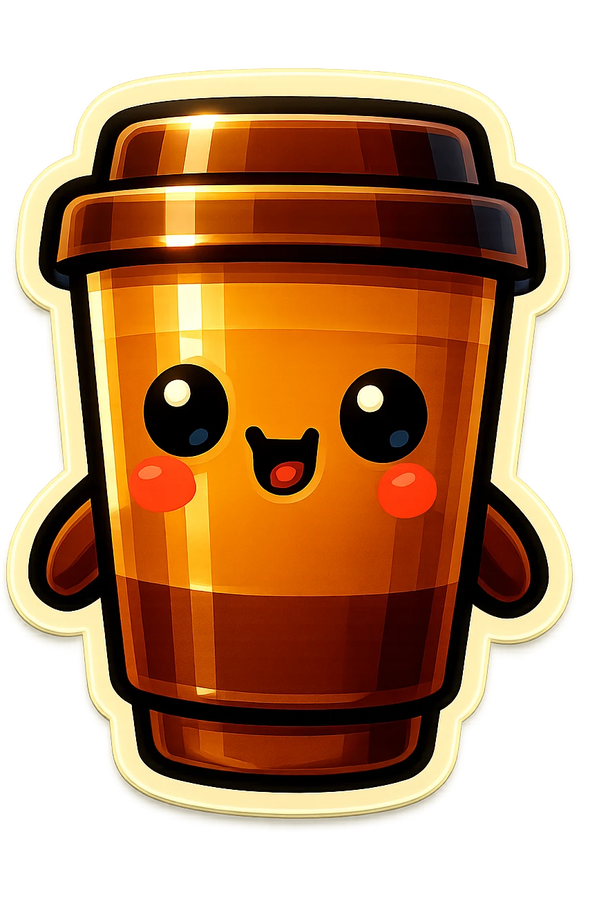Tall coffee cup, intrigued emoji