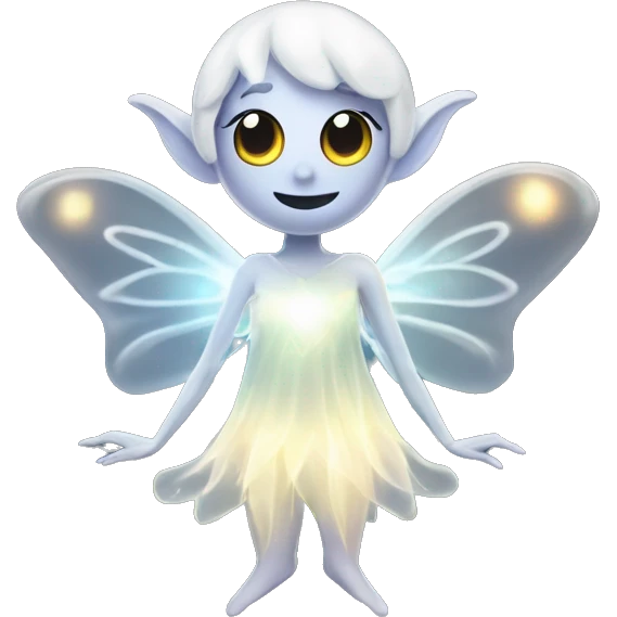 Elf ghost fairy in a translucent dress, ephemeral wings, surrounded by glowing ghostly lights, Halloween theme, emoji emoji
