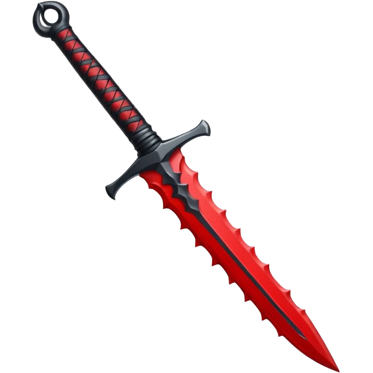 iOS sticker, ritual dagger, red blade, black handle, minimal emoji