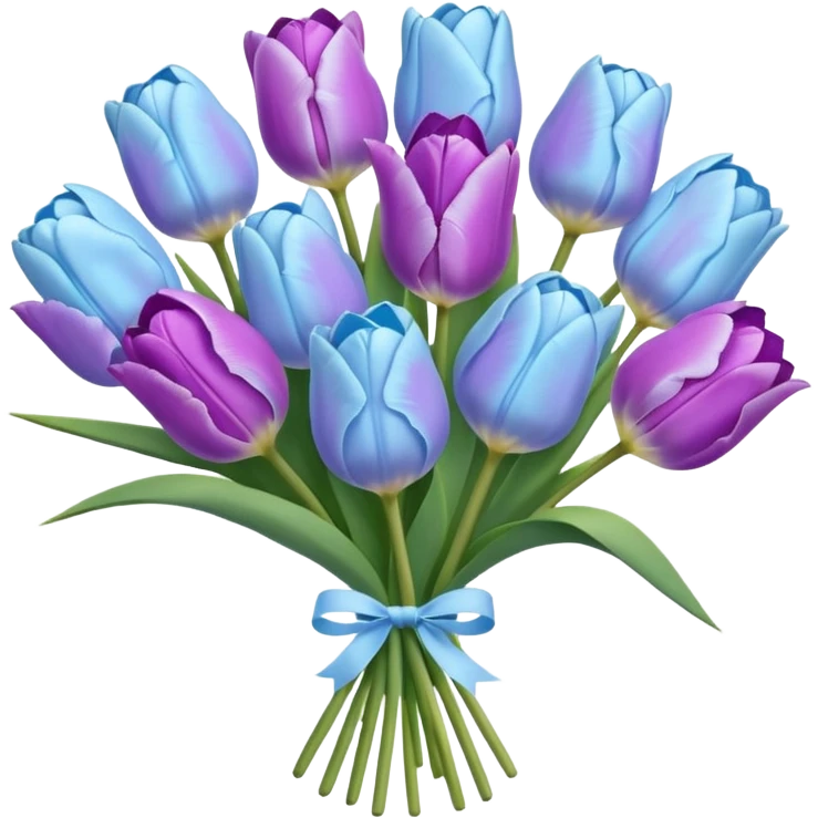 light blue and light purple tulip bouquet emoji