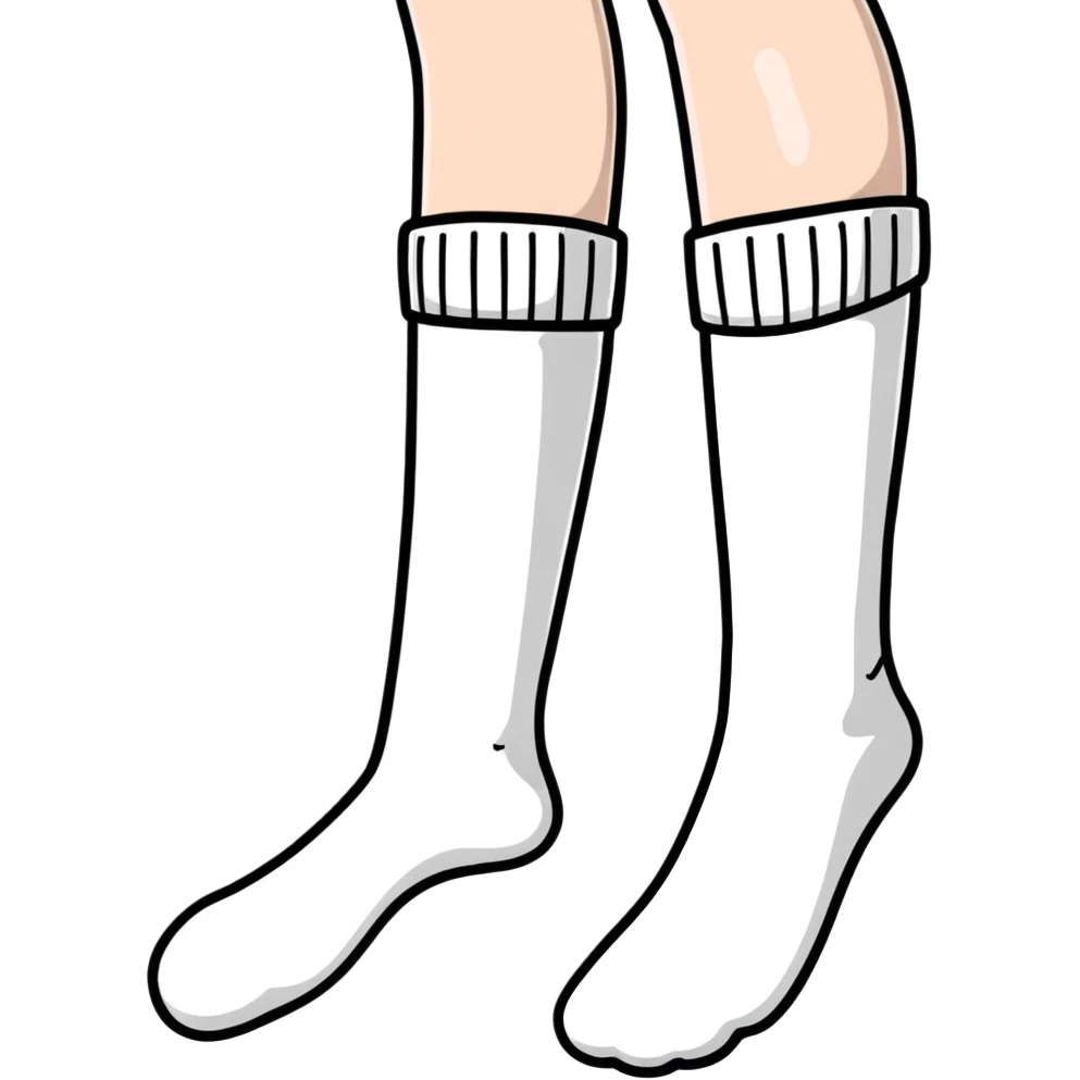 female feet wearing white cotton socks viewed from underneath showing the soles emoji
