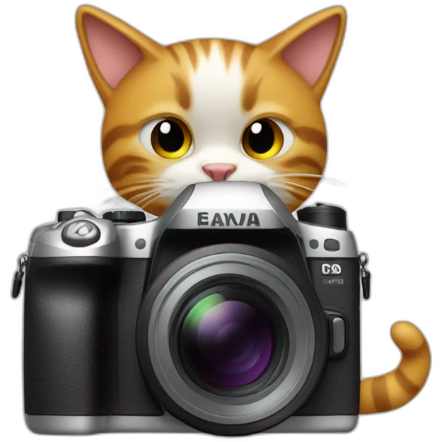 cat taking a picture with a dslr camera emoji