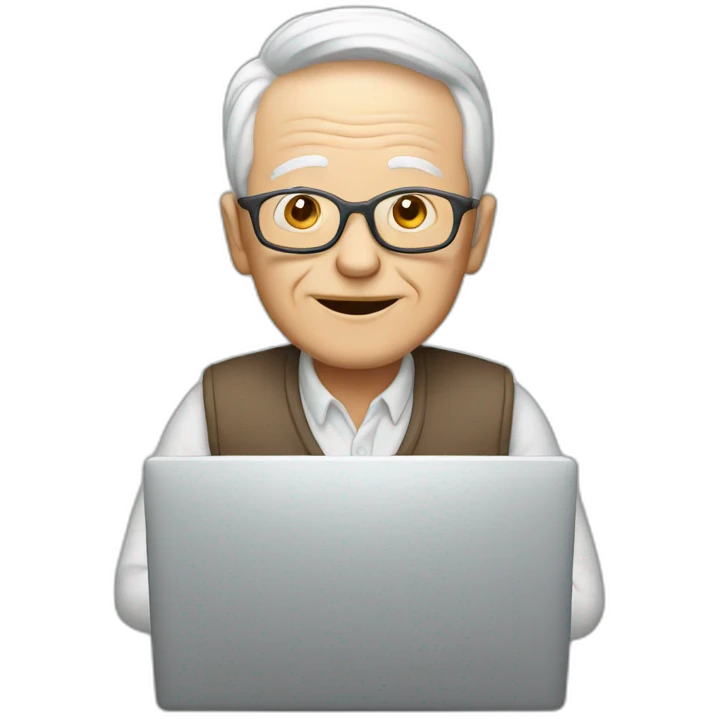 elderly with a computer emoji