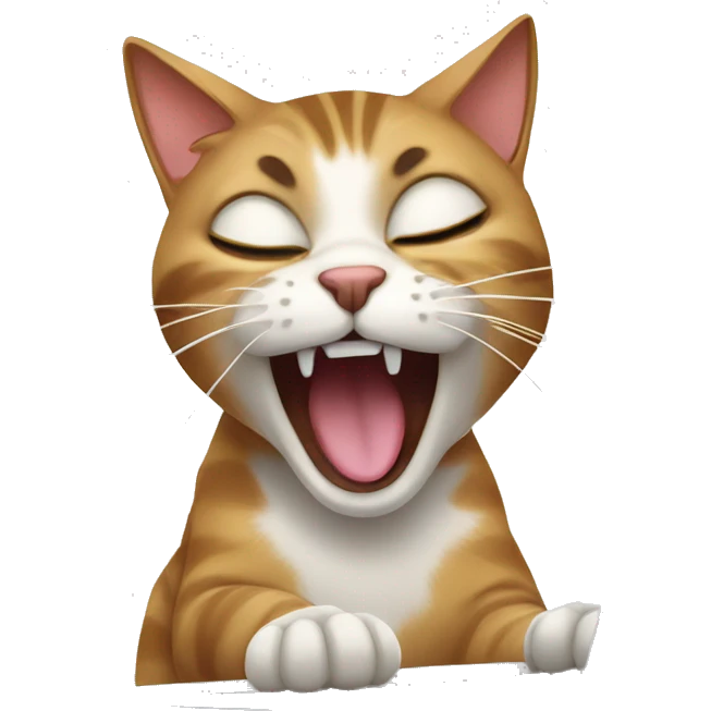 Cat yawning on laptop  emoji