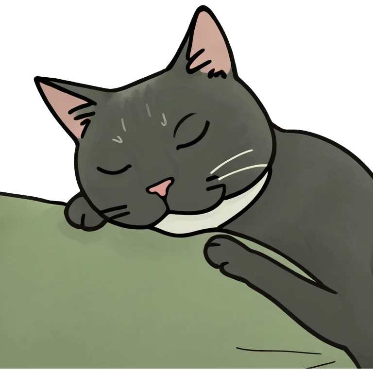 Un chat dort sur un lit emoji