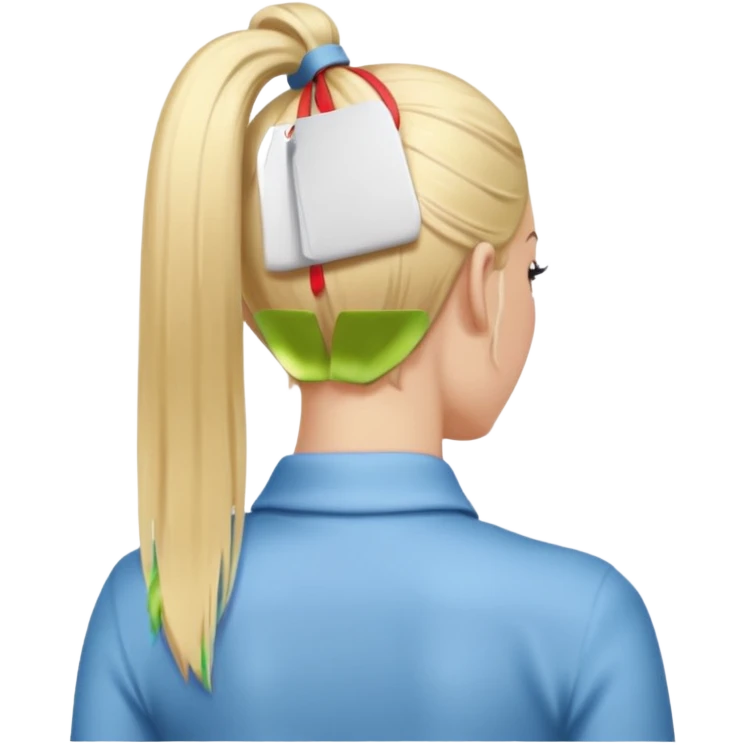 back view of a high blonde ponytail, straight hair emoji