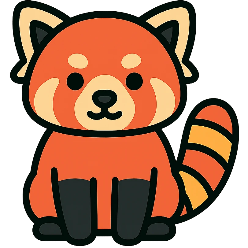 cute red panda icon with color outline emoji