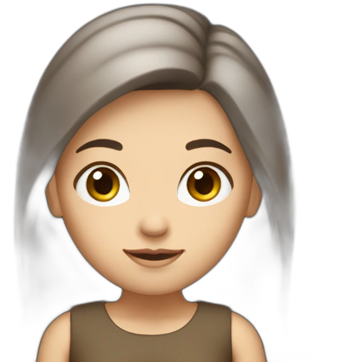 little white woman, dark long brown hair, curve full body emoji