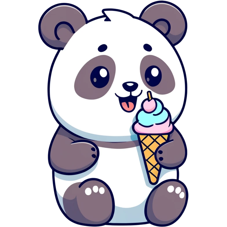 Panda eating ice cream emoji