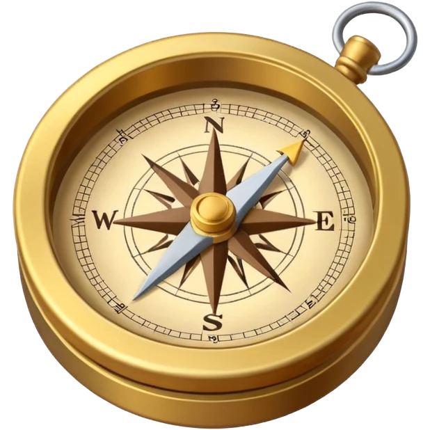 pirate compass object icon, brass compass, adventure style, 3D cartoon, mobile game icon style, centered, clean background, no text, no watermark
 emoji