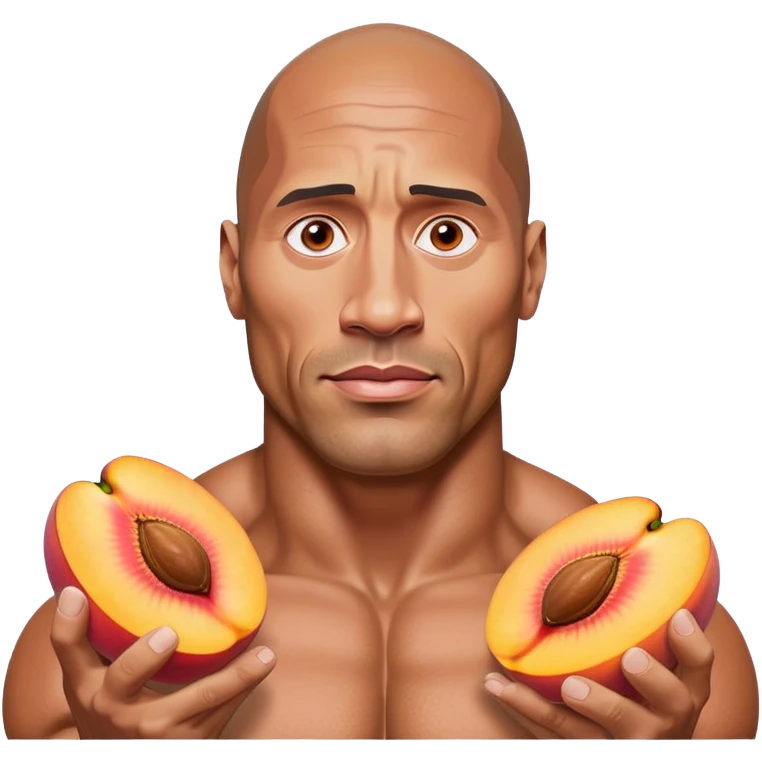 Dwayne the rock Johnson with peaches for eyeballs emoji