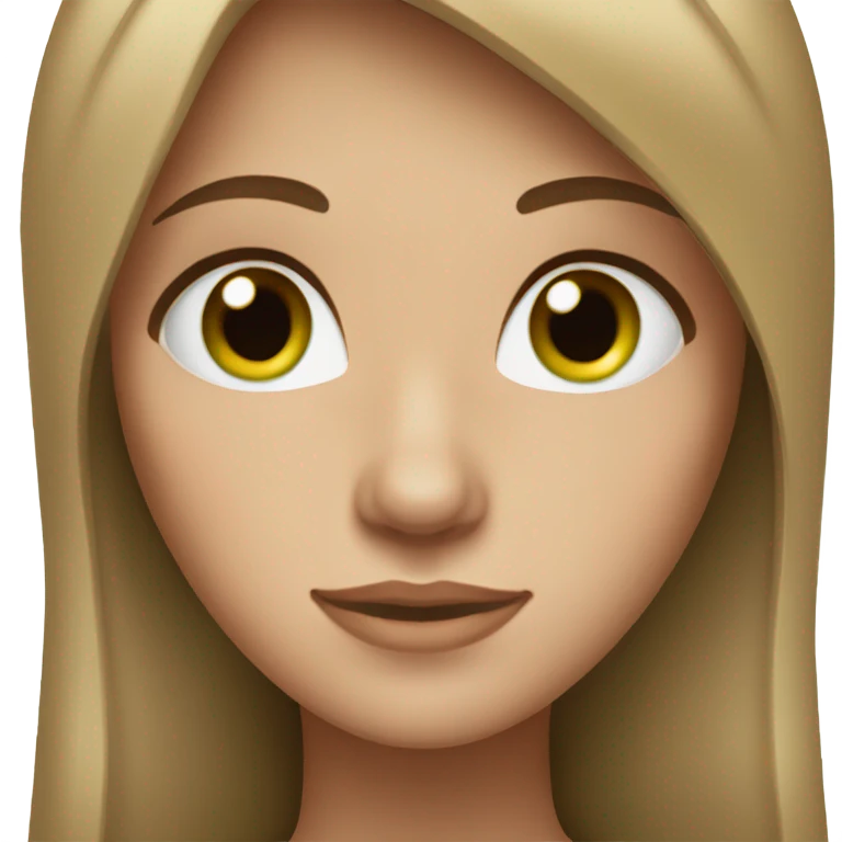 woman with long straight brown hair, green eyes, freckles  emoji