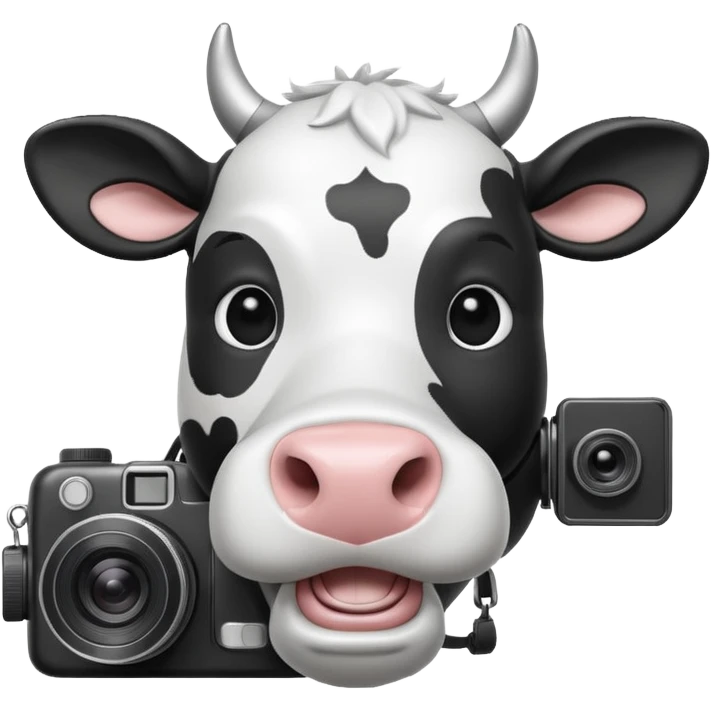 cartoon cow's head with camera  emoji