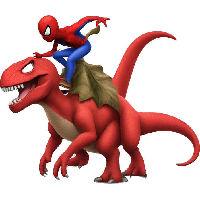 spiderman riding a dinosaur emoji