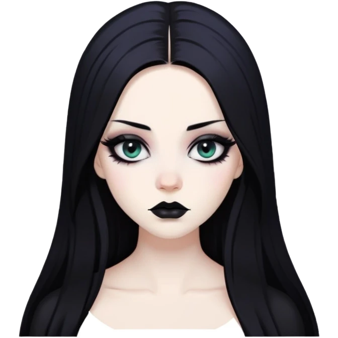 pretty long hair gothic baddie with eyeliner emoji