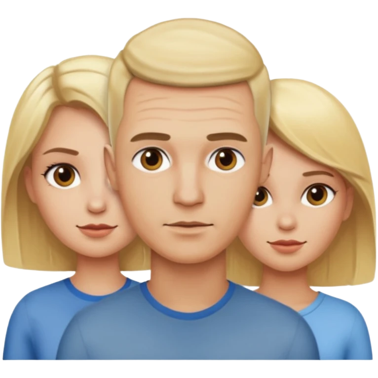 Two blonde women and a man with skin head  emoji