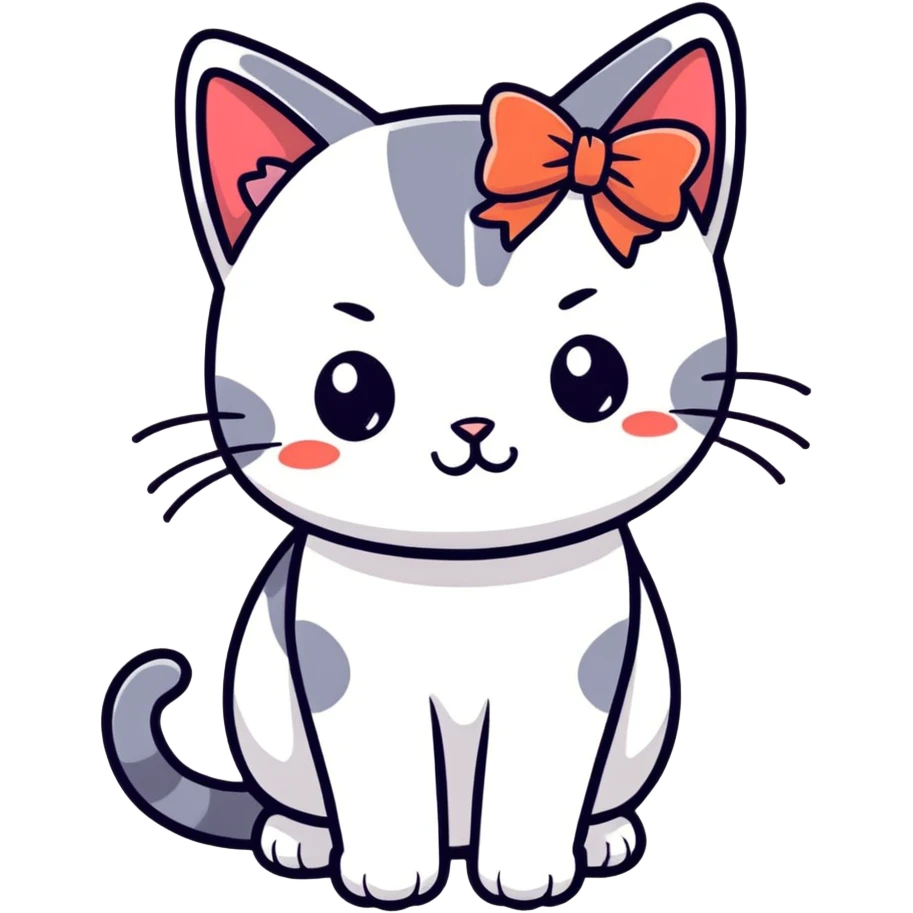 cute cat with bow emoji