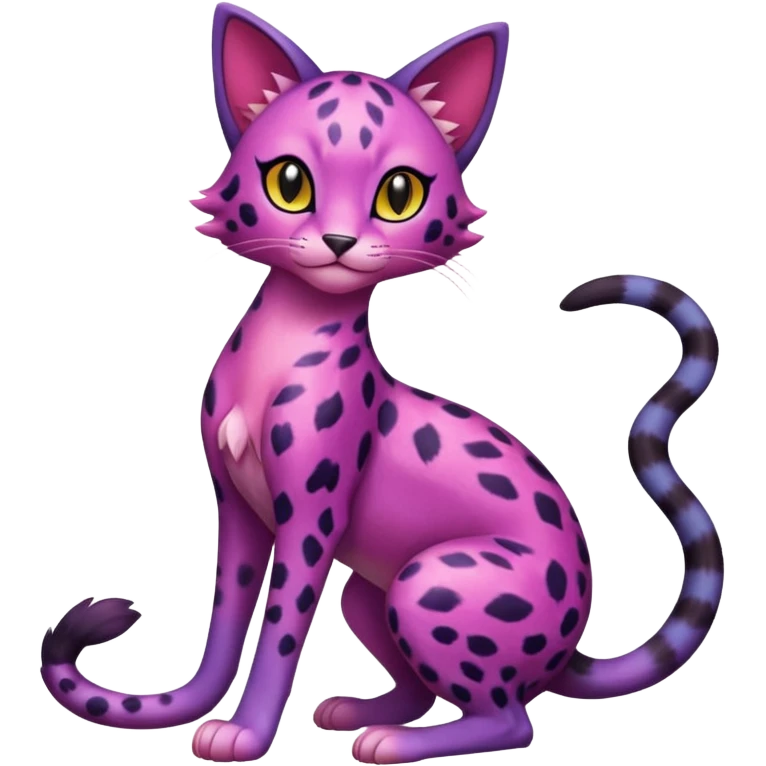 Gradients-colored realistic elegant lanky feminine cute pretty  Liepard-Purrloin-Litten-Sprigatito-Pokémon-fusion-creature (full body) emoji