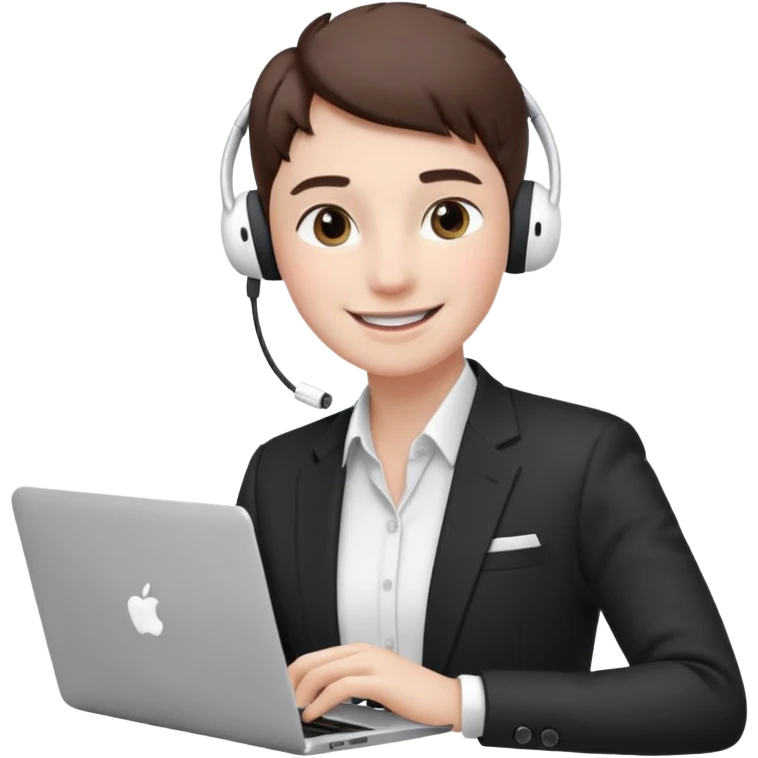 video meeting via laptop smiling person with airpods  emoji