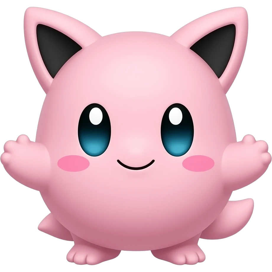 Like Jigglypuff pokemon add to lil hands and keep it exactly like the original pokemon make more cute add blush and keep an smile that charms emoji
