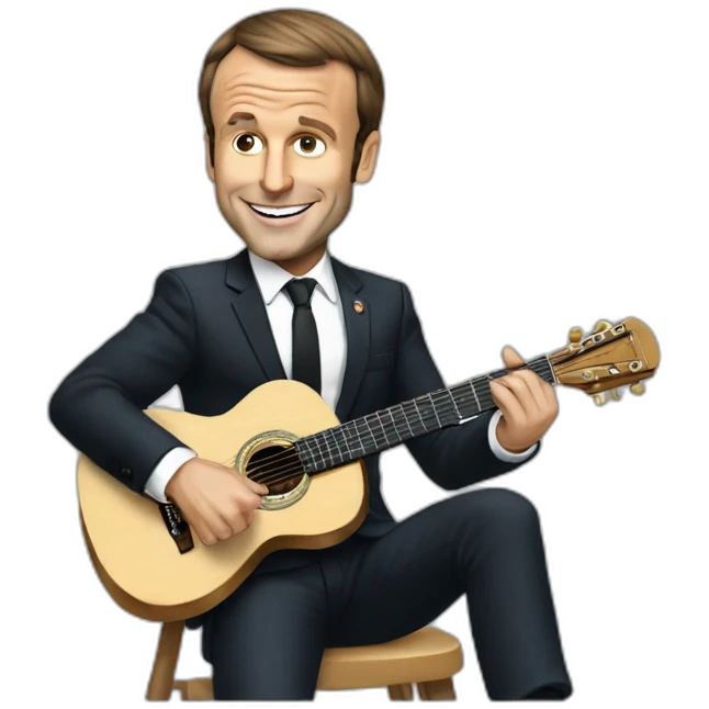 Emmanuel Macron playing guitare emoji