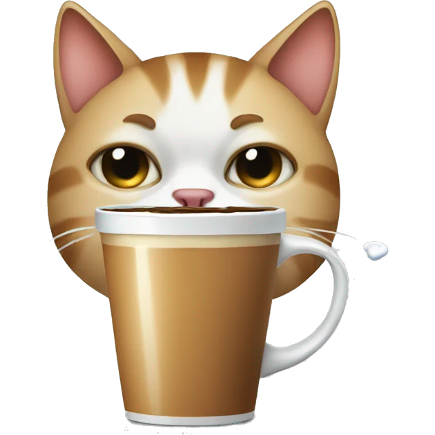 cat crying with tear and drinking coffee emoji