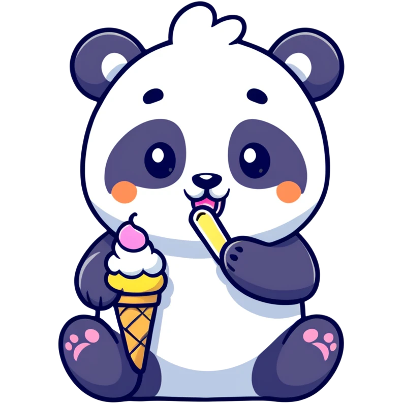 Panda eating ice cream emoji