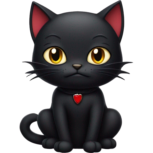 black cat in a Dracula costume sits sternly emoji