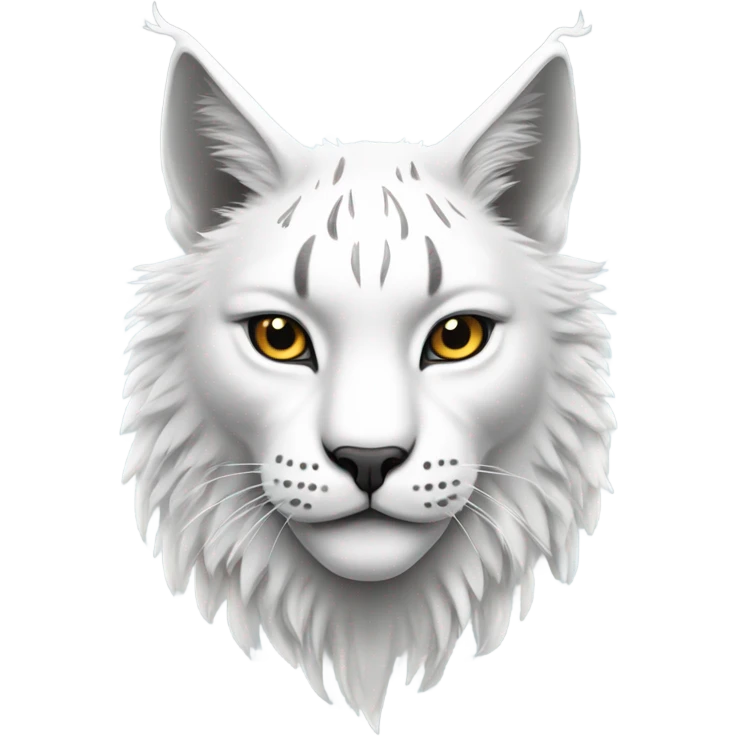 A white lynx face with cool white wings on its back emoji
