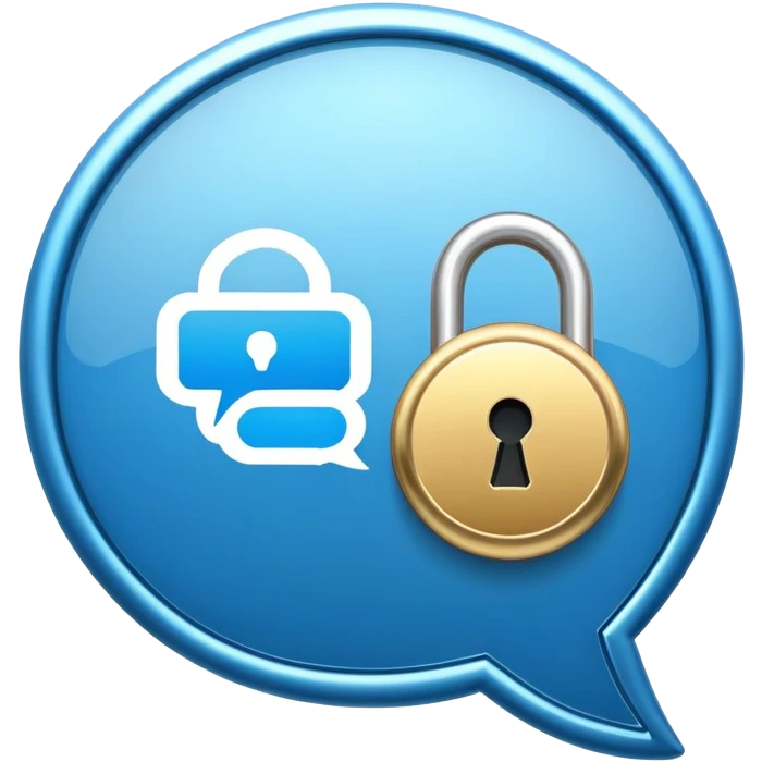 Private group chat icon with a lock on a chat bubble emoji
