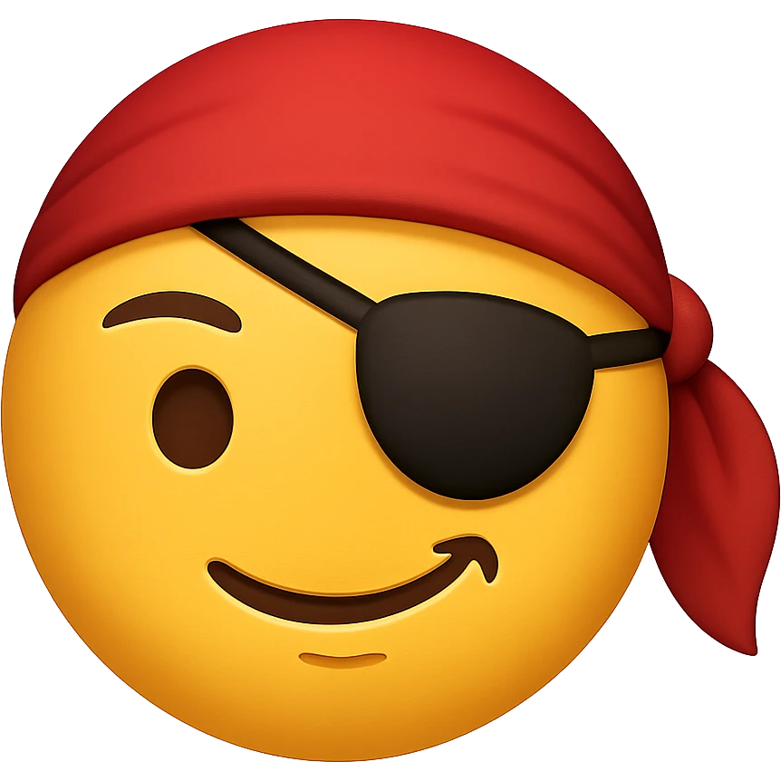 face with red pirate bandana emoji, digital illustration emoji