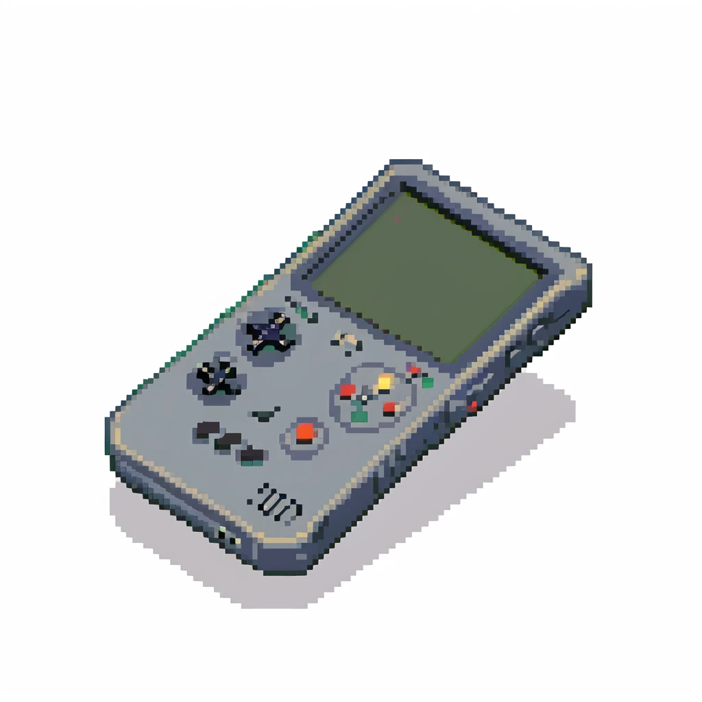 Retro gaming handheld device with screen visible, viewed at 45 degree angle emoji