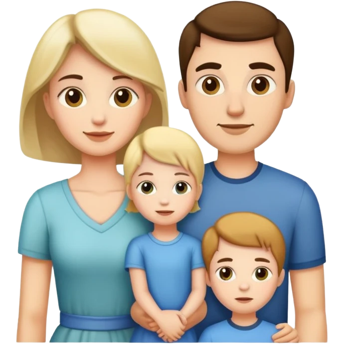 family with mother, father, brother and sister emoji
